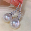 Baroque Style Pearl Dangle Earrings With Zircon, Gentle Retro Elegant Women's Party Accessory view 2