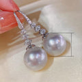Baroque Style Pearl Dangle Earrings With Zircon, Gentle Retro Elegant Women's Party Accessory view 5