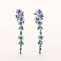 Natural Style Long Enamel Flower Cubic Zirconia Drop Earrings For Women, Elegant Summer Jewelry view 1