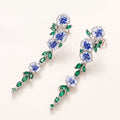 Natural Style Long Enamel Flower Cubic Zirconia Drop Earrings For Women, Elegant Summer Jewelry view 4