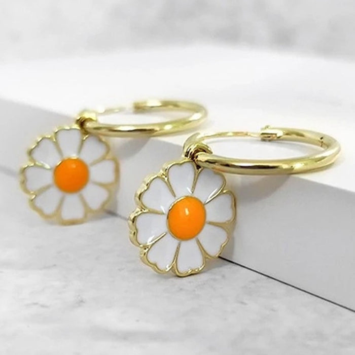 Minimalist Metal Enamel Daisy Stud Earrings For Women Trendy Creative Plumeria Flower Ear Jewelry