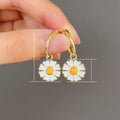 Minimalist Metal Enamel Daisy Stud Earrings For Women Trendy Creative Plumeria Flower Ear Jewelry view 5