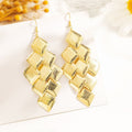 Hollow Metal Multi Layer Leaf Earrings, Vintage Ethnic Teardrop Round Disc Geometric Tassel Drop Earrings view 4