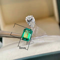 Simulated Emerald Tourmaline Princess Cut Open Ring For Women, Elegant Fashion Finger Jewelry view 5
