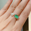 Simulated Emerald Tourmaline Princess Cut Open Ring For Women, Elegant Fashion Finger Jewelry view 3
