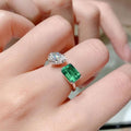 Simulated Emerald Tourmaline Princess Cut Open Ring For Women, Elegant Fashion Finger Jewelry view 4