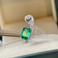 Simulated Emerald Tourmaline Princess Cut Open Ring For Women, Elegant Fashion Finger Jewelry view 2
