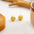 Elegant French Minimalist Oval Pearl Front Back Stud Earrings, Luxury Gold Tone Alloy Two Way Earrings view 2