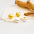 Elegant French Minimalist Oval Pearl Front Back Stud Earrings, Luxury Gold Tone Alloy Two Way Earrings view 3