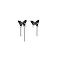 Elegant Black Enamel Butterfly Studs With Silver Alloy Chain Tassel Sweet Cool Long Drop Earrings view 5