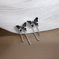 Elegant Black Enamel Butterfly Studs With Silver Alloy Chain Tassel Sweet Cool Long Drop Earrings view 2
