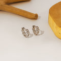 Elegant S925 Silver Needle Chain Hoop Huggie, Minimalist Hollow Link Short Cuff Stud Earrings view 3