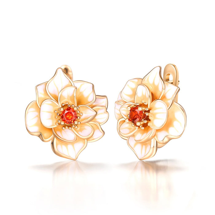 Pastoral Rhinestone Flower Stud Earrings Fresh Natural Floral Minimalist Niche Ear Jewelry