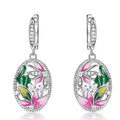 French Romantic Oval Flower Resin Enamel Painted Zircon Earrings Valentine's Day Drop Earrings view 1
