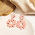 Enamel Hollow Flower Drop Earrings For Women Casual Matte Floral Dangle Statement Alloy Earrings view 3