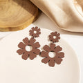Enamel Hollow Flower Drop Earrings For Women Casual Matte Floral Dangle Statement Alloy Earrings view 2