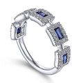Blue Square Cubic Zirconia Inlaid Ring For Women European Fashion Engagement Band view 2