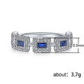 Blue Square Cubic Zirconia Inlaid Ring For Women European Fashion Engagement Band view 5