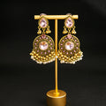 Vintage Ethnic Round Teardrop Crystal Rhinestone Pearl Tassel Alloy Chandelier Drop Earrings view 3