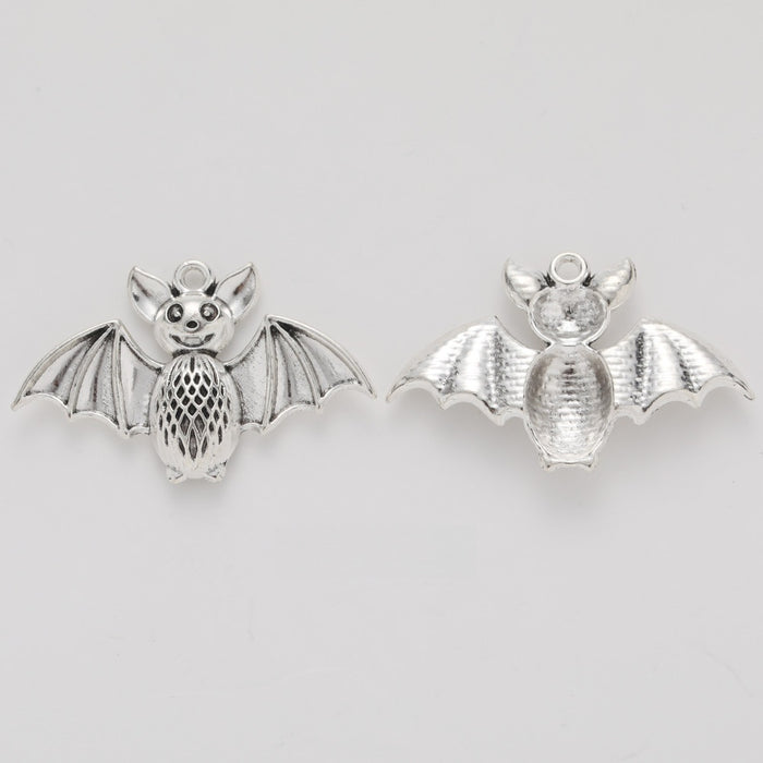 Antique Silver Zinc Alloy Bat Charm Pendant for DIY Necklace Bracelet Jewelry Making
