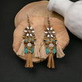 Vintage Bohemian Flower Tassel Alloy Enamel Rhinestone Beaded Ethnic Statement Dangle Drop Earrings view 2