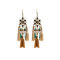 Vintage Bohemian Flower Tassel Alloy Enamel Rhinestone Beaded Ethnic Statement Dangle Drop Earrings view 5