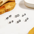 Minimalist Acrylic Geometric Stud Set With Heart Triangle Bow Flower Square Shapes Fashion Earrings view 4