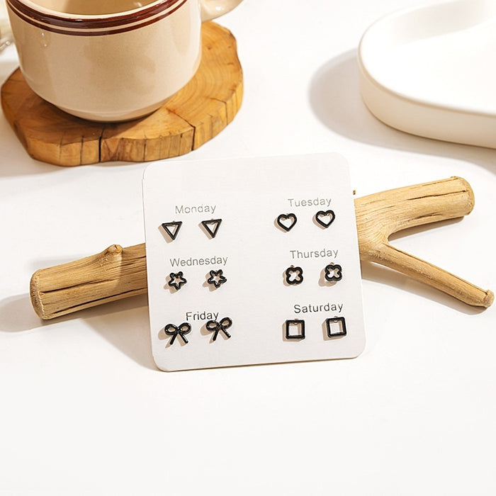 Minimalist Acrylic Geometric Stud Set With Heart Triangle Bow Flower Square Shapes Fashion Earrings