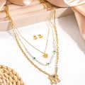 Green Bird Necklace Set With Moon Butterfly And Evil Eye Pendant Niche Fashion Jewelry view 2