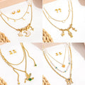 Green Bird Necklace Set With Moon Butterfly And Evil Eye Pendant Niche Fashion Jewelry view 1