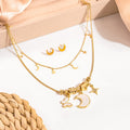 Green Bird Necklace Set With Moon Butterfly And Evil Eye Pendant Niche Fashion Jewelry view 4