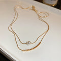 Minimalist Pearl Geometric Double Layer Metal Choker Necklace For Women view 4