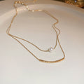 Minimalist Pearl Geometric Double Layer Metal Choker Necklace For Women view 2