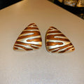 Gold Plated Alloy Geometric Triangle Two Tone Enamel Vintage Metal Stud Earrings For Women view 4