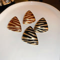 Gold Plated Alloy Geometric Triangle Two Tone Enamel Vintage Metal Stud Earrings For Women view 2