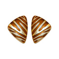 Gold Plated Alloy Geometric Triangle Two Tone Enamel Vintage Metal Stud Earrings For Women view 5