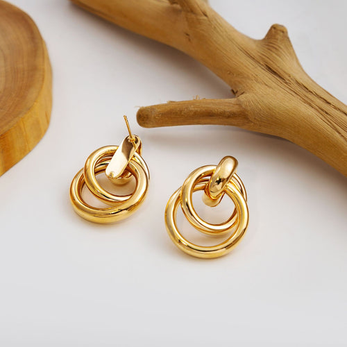 European American Geometric Stud Earrings, Silver Needle Vintage Hoop Metal Bean Jewelry