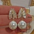 Baroque Style Faux Pearl Earrings With Delicate Wheat Ear Zircon Drops For Women view 5