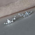 Korean Style Gold Plated Copper Curved Star Zircon Stud Earrings For Women Fresh Versatile Jewelry view 4