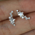 Korean Style Gold Plated Copper Curved Star Zircon Stud Earrings For Women Fresh Versatile Jewelry view 2