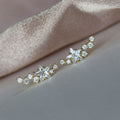 Korean Style Gold Plated Copper Curved Star Zircon Stud Earrings For Women Fresh Versatile Jewelry view 3