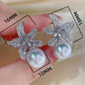 Pearl Starfish Zircon Ear Cuff Earrings, Cute Princess Style Small Star Earrings For Women view 5