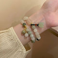Fresh Jade Beaded Bracelet With Lotus Pod Pendant, Geometric Round Ethnic Chinese Style For Women view 1