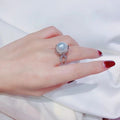 Baroque Pearl Flower Setting Ring For Women, Elegant Light Luxury Niche Statement Jewelry view 4
