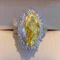 Luxury Olive Marquise Crystal Yellow Zircon Copper Ring For Women Fashion Fine Jewelry view 2
