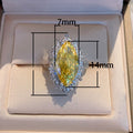 Luxury Olive Marquise Crystal Yellow Zircon Copper Ring For Women Fashion Fine Jewelry view 5