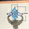 European American Copper Light Blue Marquise Zircon Wedding Ring For Women, Bridal Hand Jewelry view 5