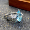 European American Copper Light Blue Marquise Zircon Wedding Ring For Women, Bridal Hand Jewelry view 3