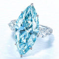 European American Copper Light Blue Marquise Zircon Wedding Ring For Women, Bridal Hand Jewelry view 1