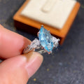 European American Copper Light Blue Marquise Zircon Wedding Ring For Women, Bridal Hand Jewelry view 4